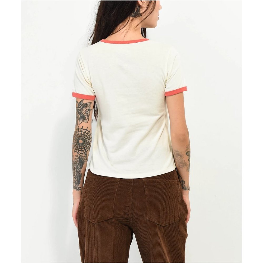 🏷️NWT Peter Rabbit Love Strawberry Ringer White Crop T-Shirt - S, M, L - Picture 3 of 7